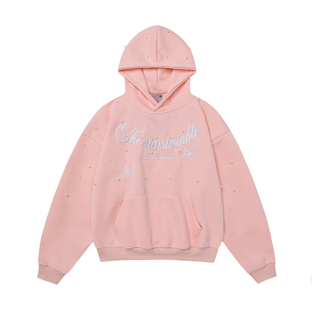 VOIDLINE™ Alphabet Embroidered Nail Bead Hoodie