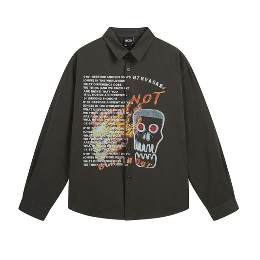 VOIDLINE™ Skull Print Open-Front Shirt