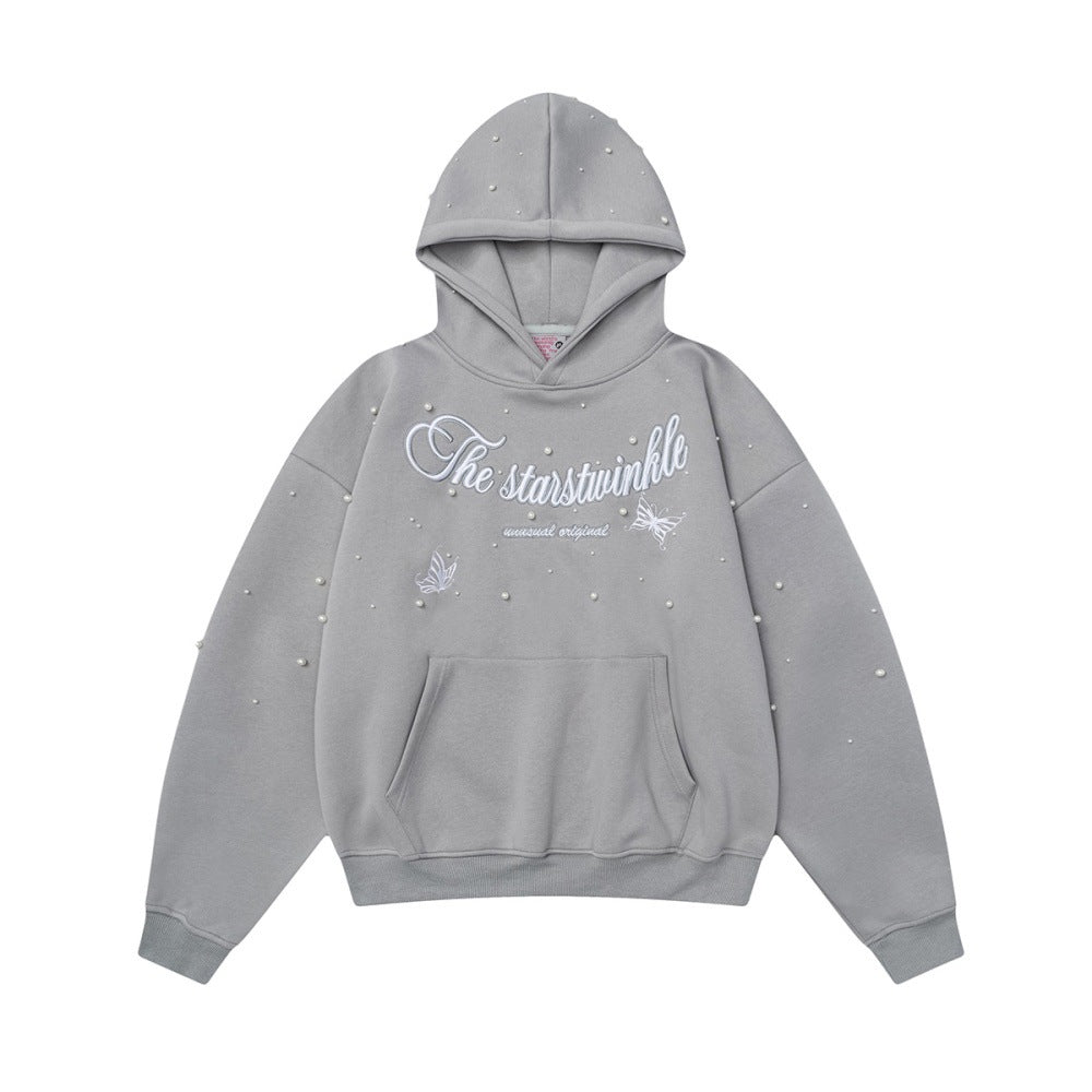 VOIDLINE™ Alphabet Embroidered Nail Bead Hoodie